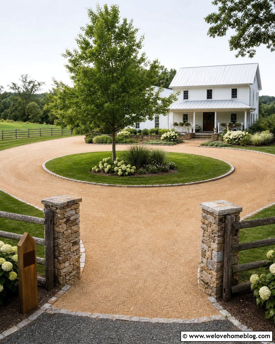 Circular Driveway With Farmhouse Landscaping - 35 circular driveway landscaping ideas