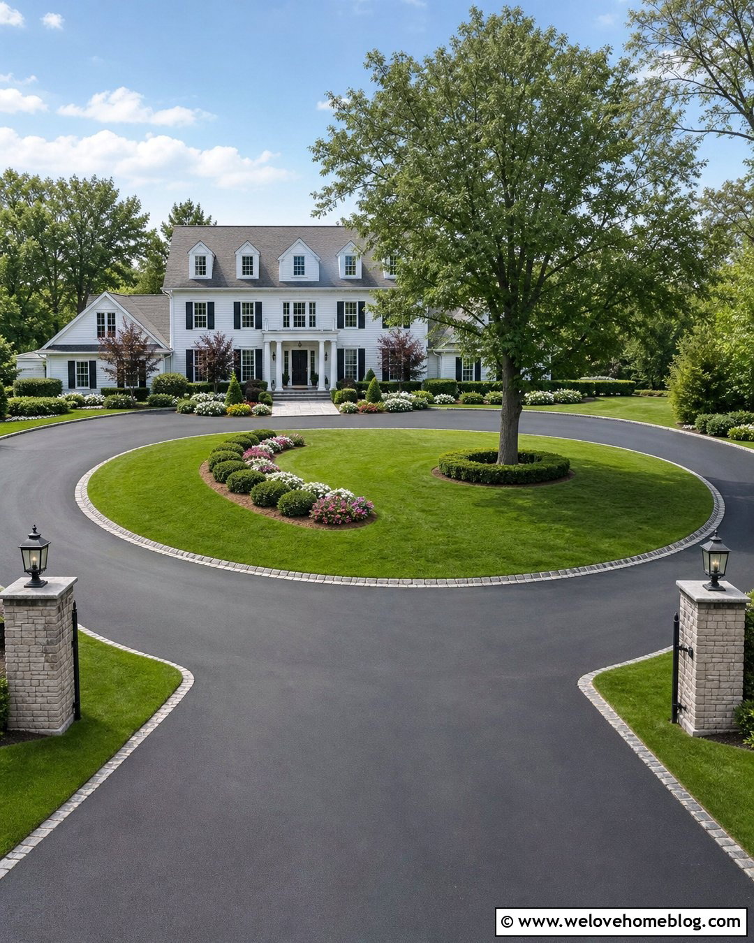 Circular Driveway With Grass Center Island - 35 circular driveway landscaping ideas
