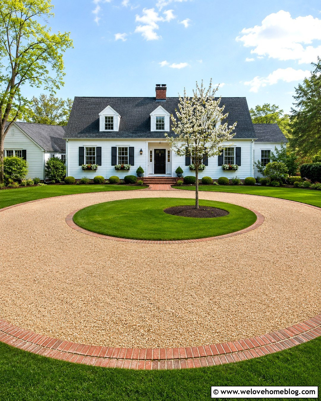 Circular Driveway With Grass Center - 20 House With Round Driveway Ideas