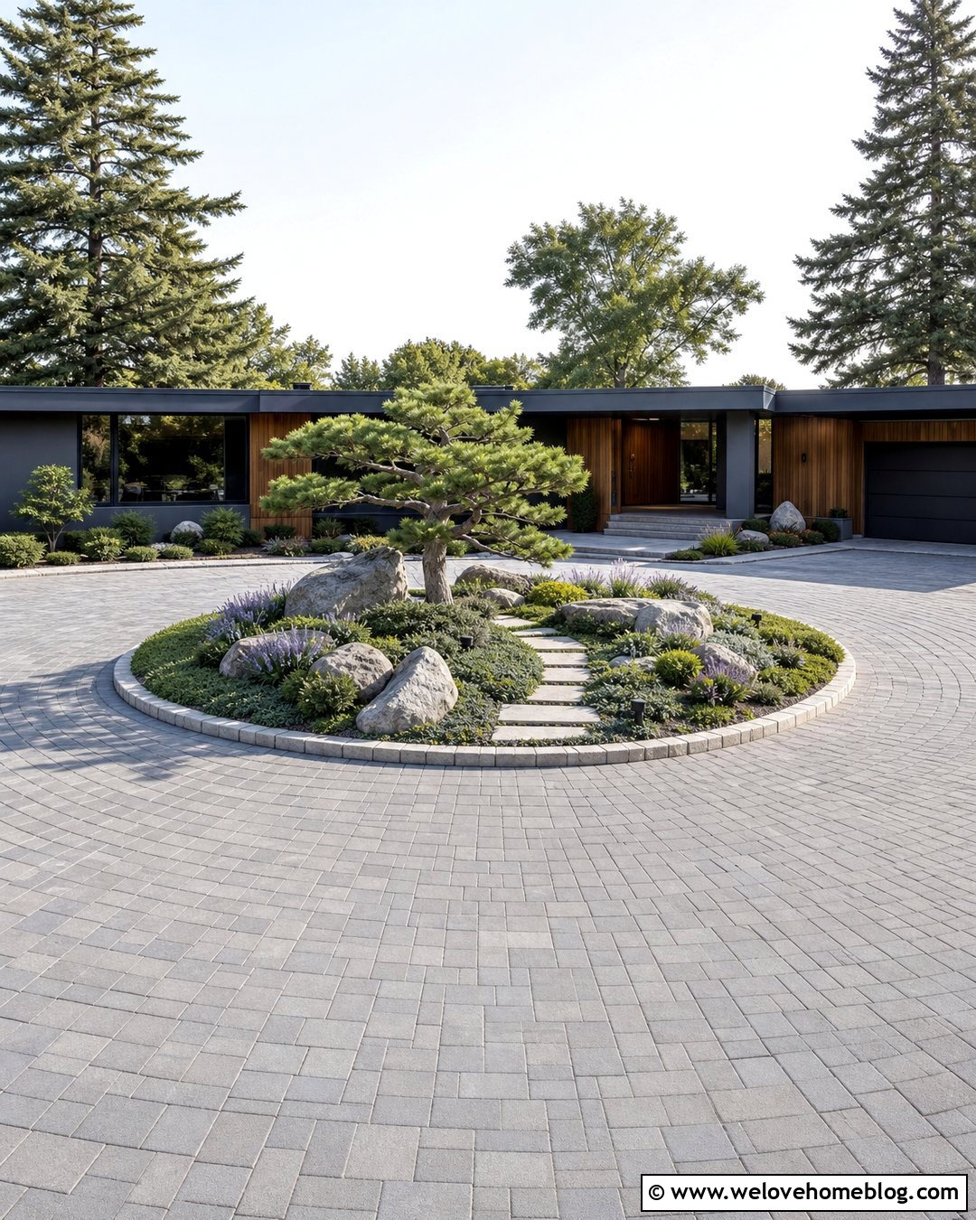 Circular Driveway With Ground Cover Island - 35 circular driveway landscaping ideas