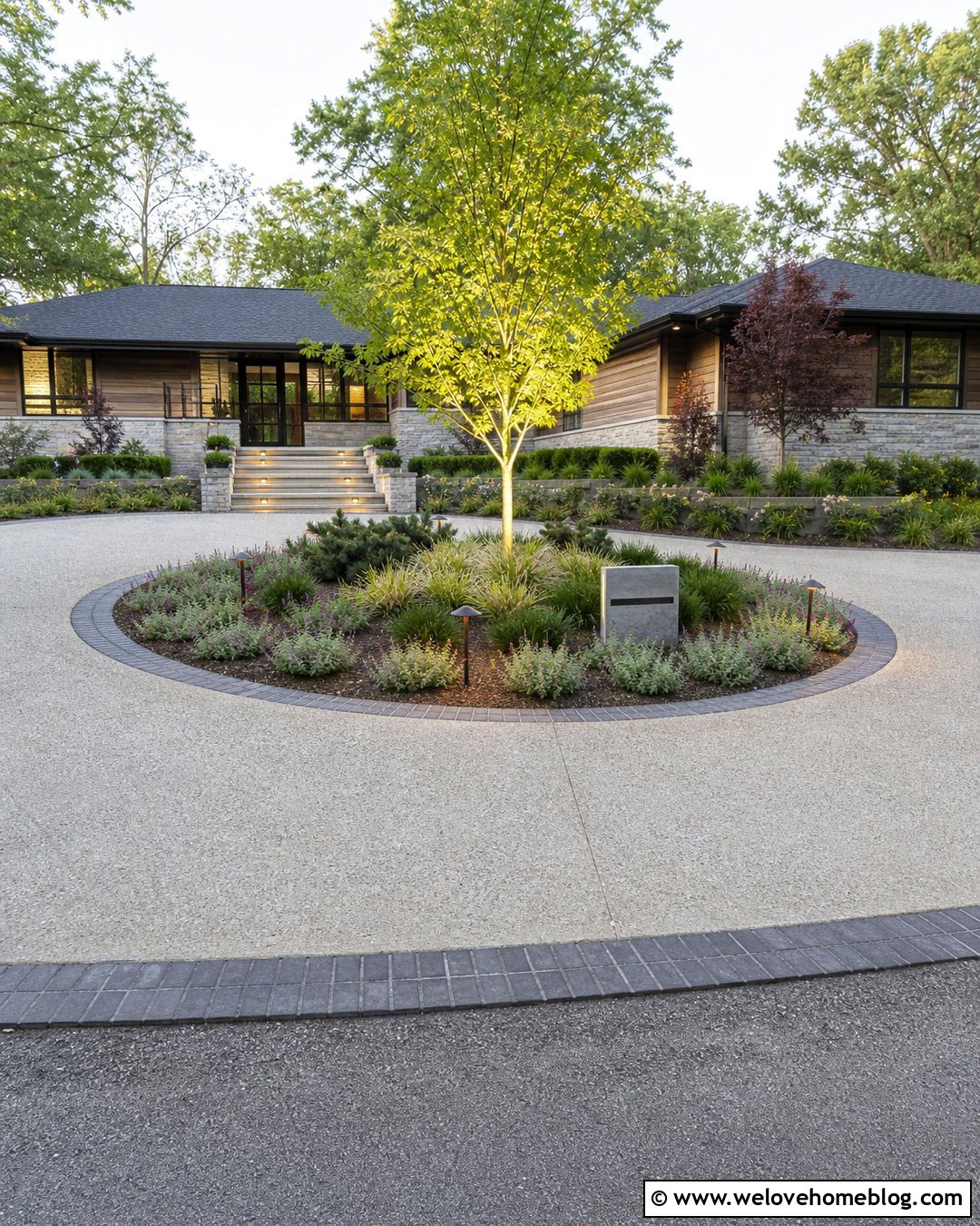 Circular Driveway With Landscape Lighting - 35 circular driveway landscaping ideas