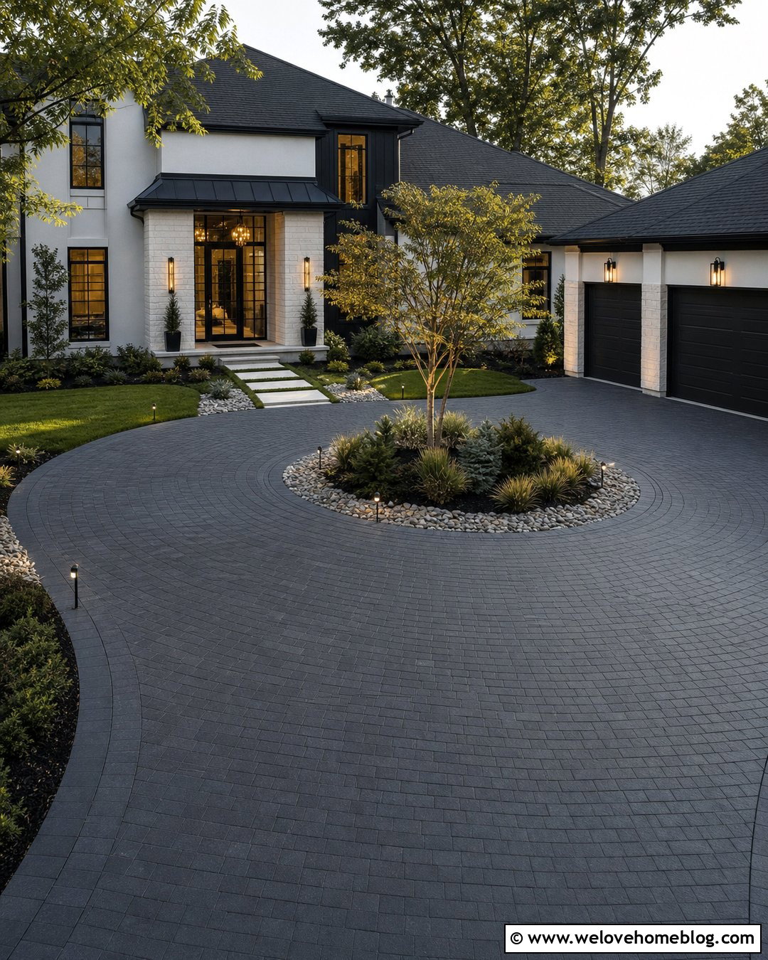 Circular Driveway With Landscape Lighting - 20 driveway front yard landscaping circular ideas