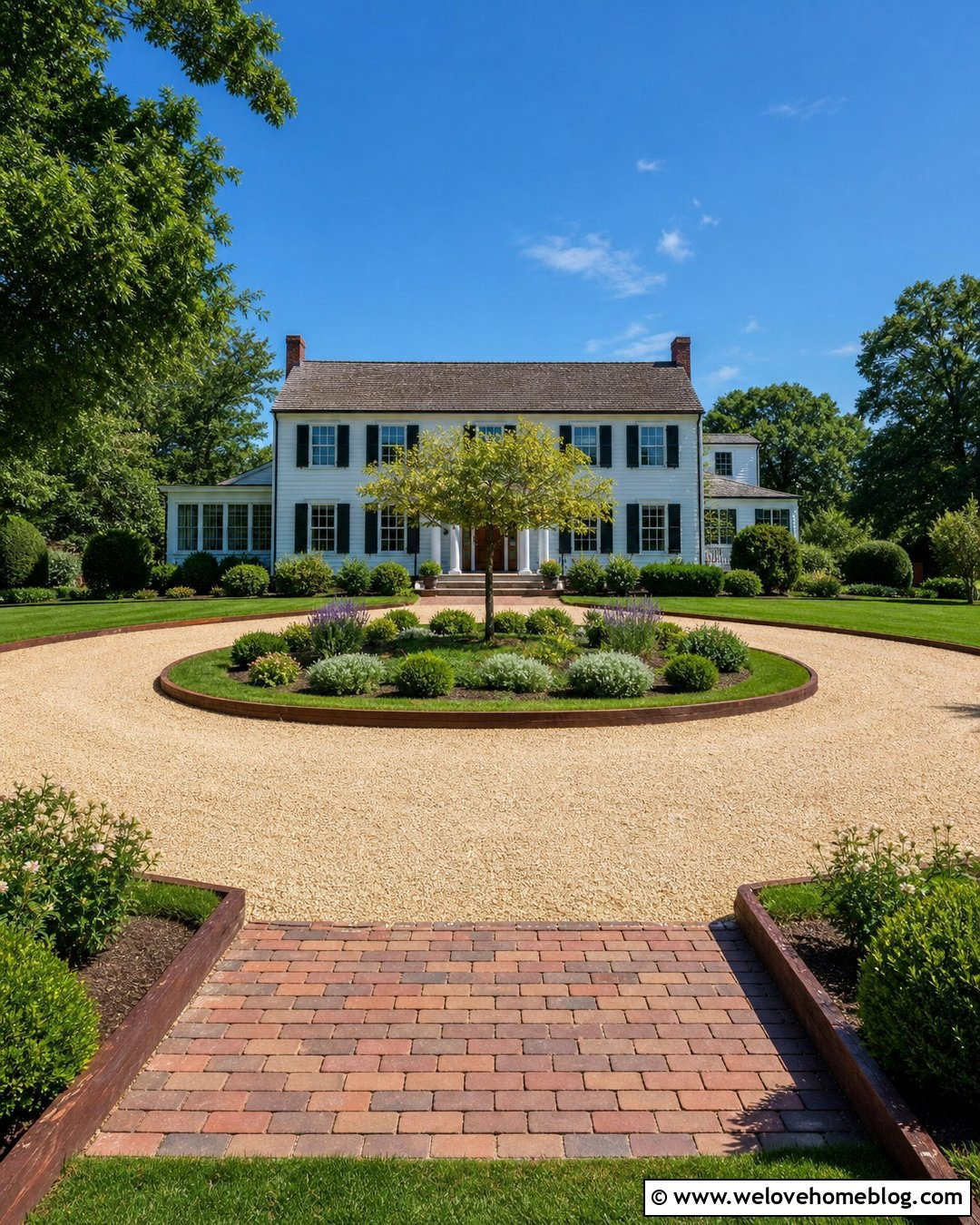 Circular Driveway With Landscape Timber Edging - 20 Landscape Timber Driveway Edging Ideas