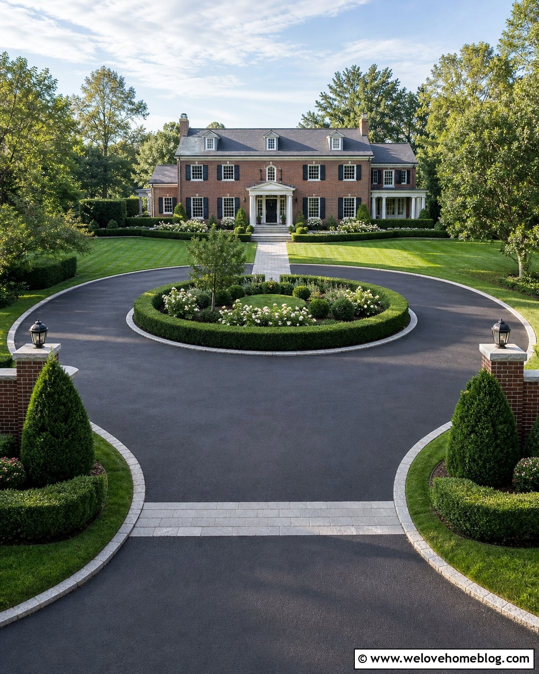 Circular Driveway With Low Hedge Island - 45 Circular Driveway Ideas