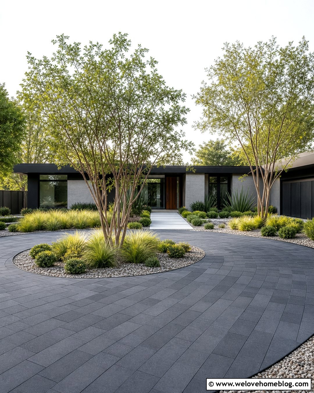 Circular Driveway With Modern Minimal Landscaping - 35 circular driveway landscaping ideas