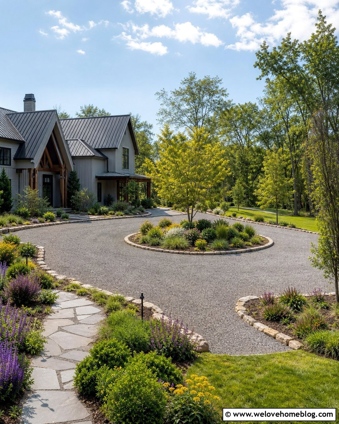 Circular Driveway With Native Landscaping - 45 Circular Driveway Ideas