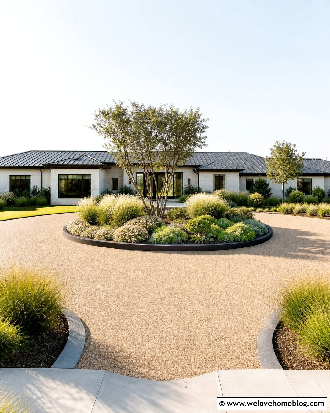 Circular Driveway With Ornamental Grass Landscaping - 35 circular driveway landscaping ideas