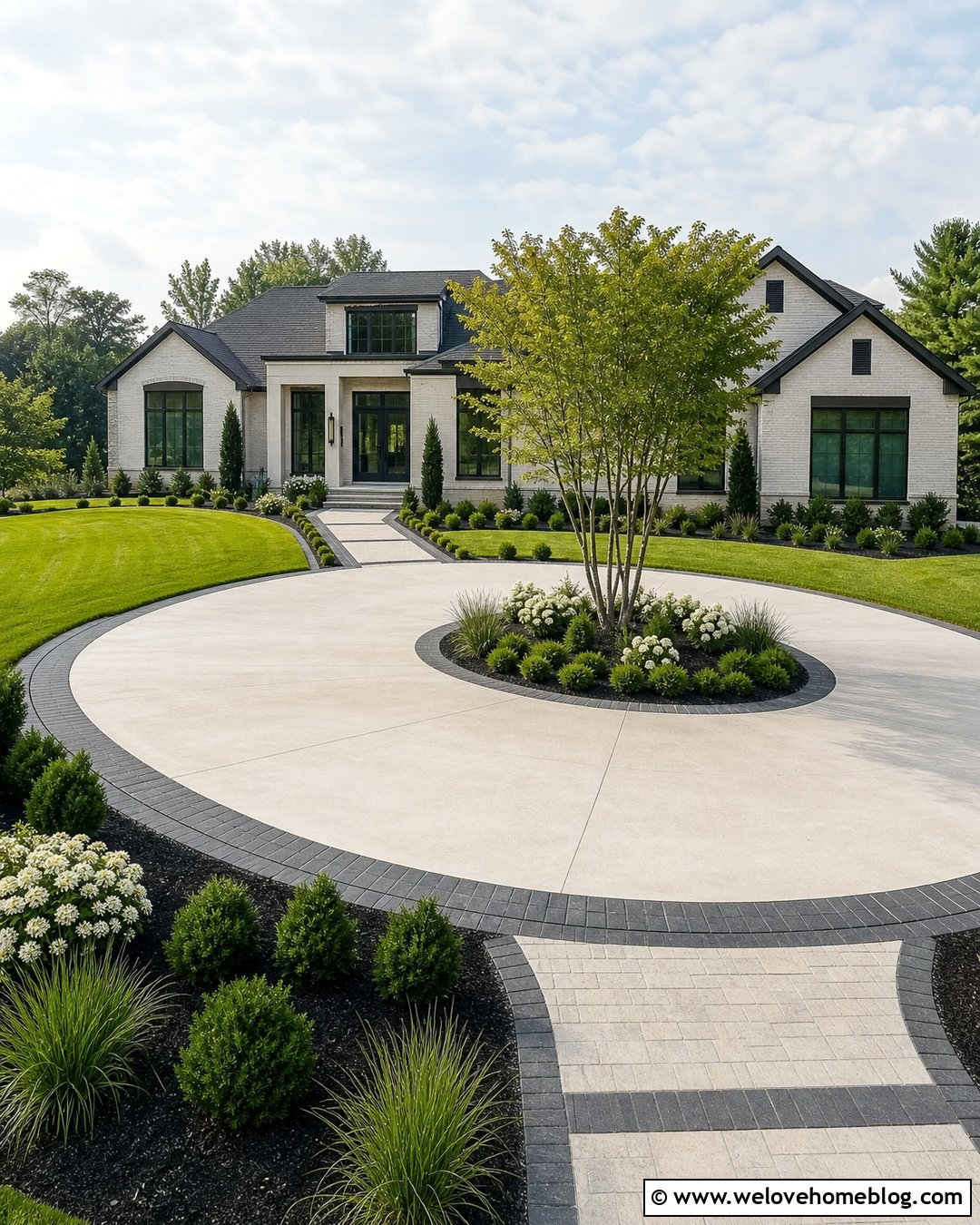 35 Circular Driveway Landscaping Ideas for Standout Curb Appeal