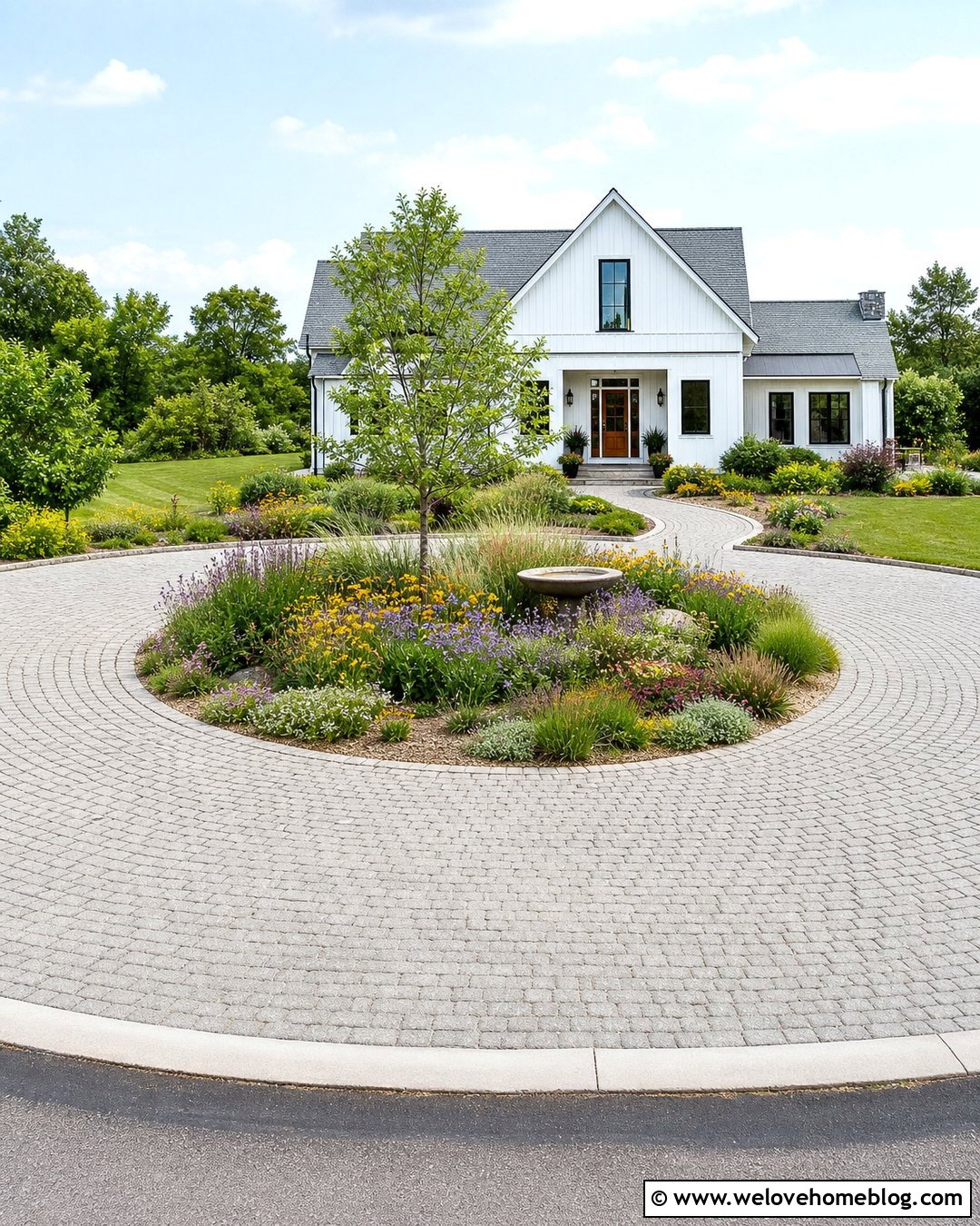 Circular Driveway With Pollinator Garden - 35 circular driveway landscaping ideas