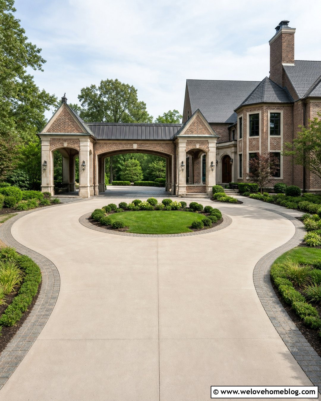 Circular Driveway With Porte Cochere - 45 Circular Driveway Ideas