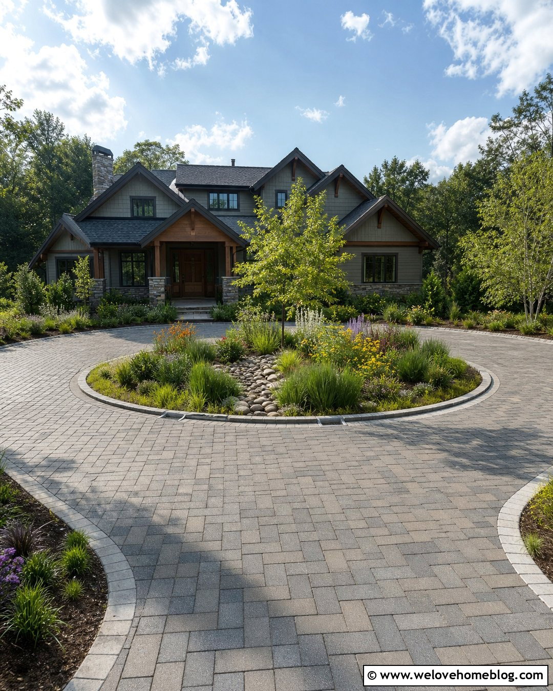 Circular Driveway With Rain Garden Center - 35 circular driveway landscaping ideas
