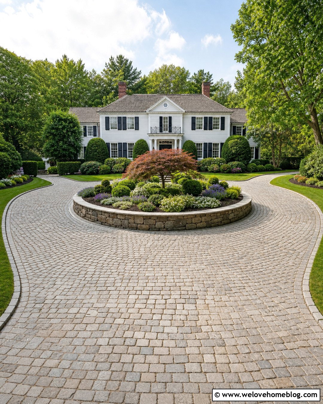 Circular Driveway With Retaining Garden Wall