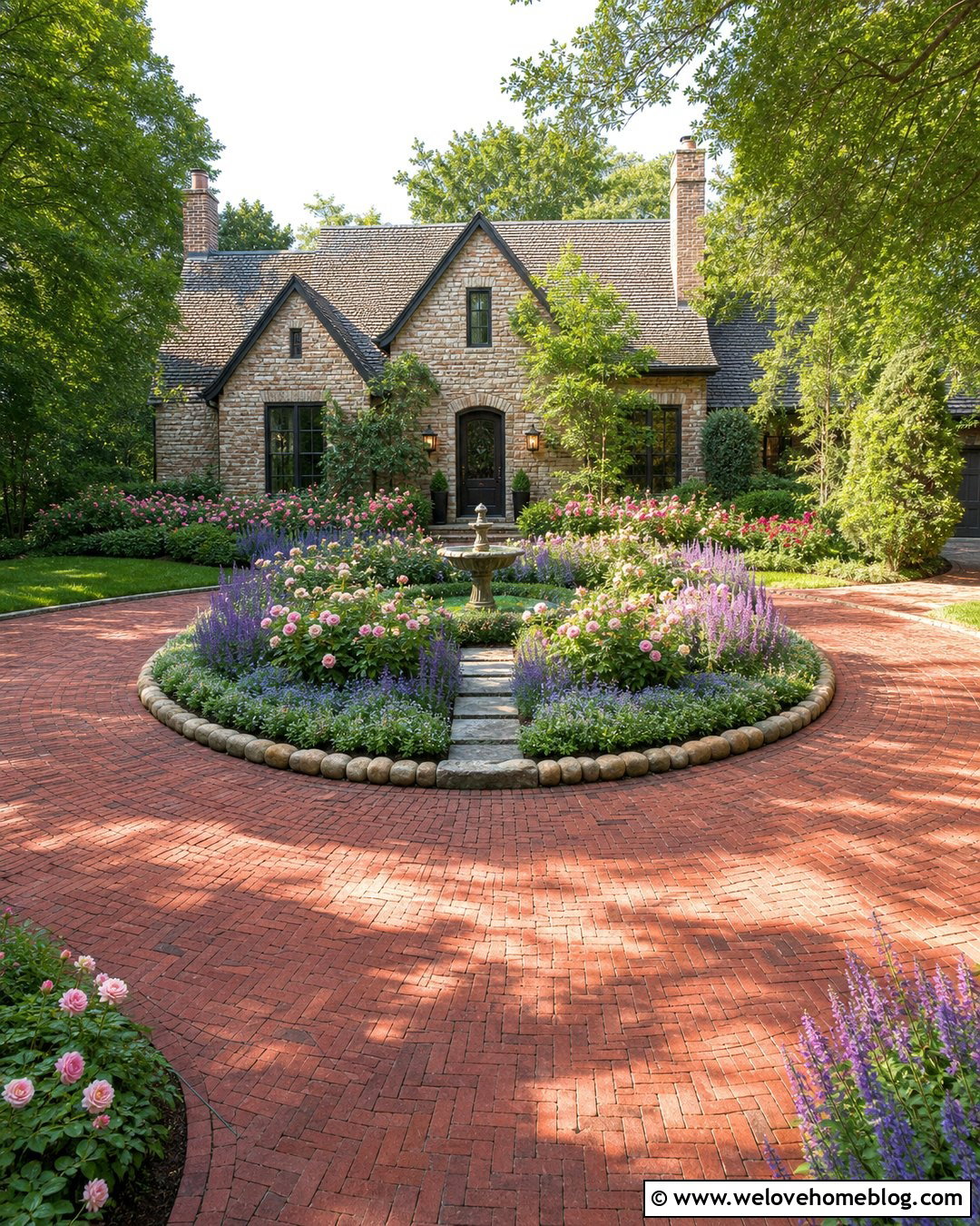 Circular Driveway With Rose Garden Island - 35 circular driveway landscaping ideas
