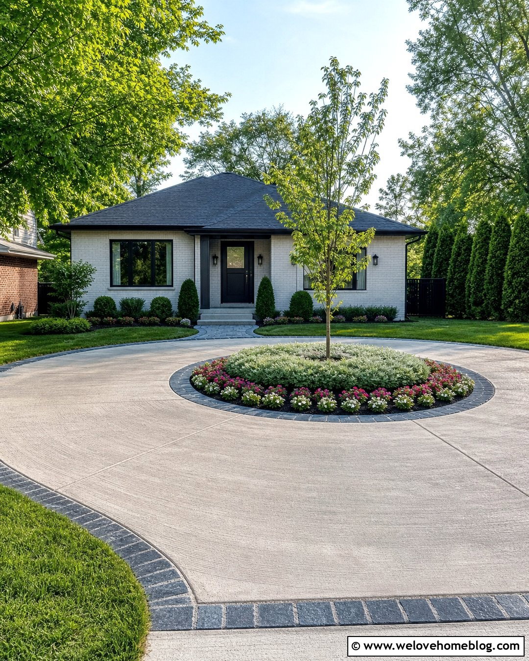 Circular Driveway With Small Center Island - 35 circular driveway landscaping ideas