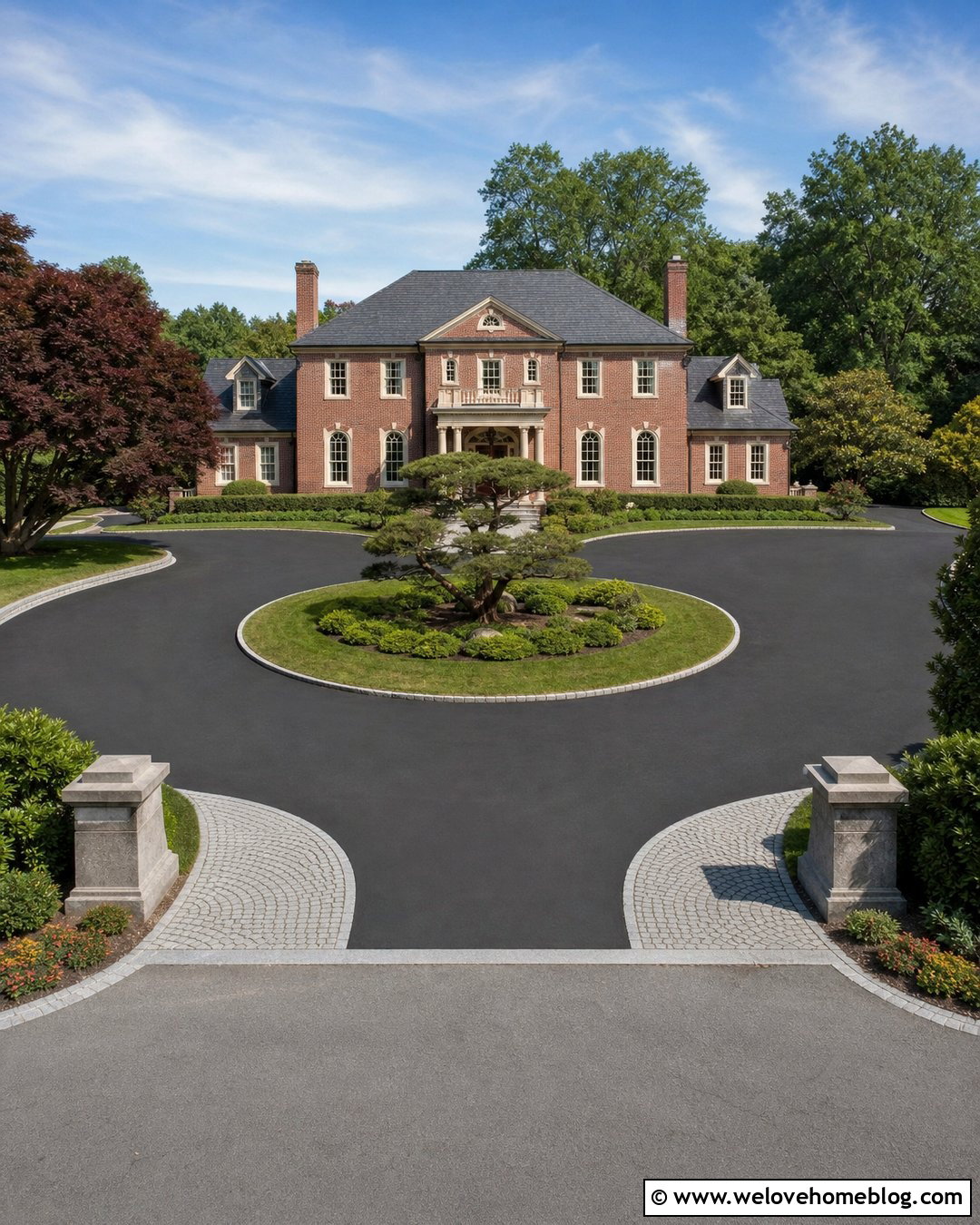Circular Driveway With Two Belgium Block Aprons - 20 Belgium Block Driveway Apron Ideas