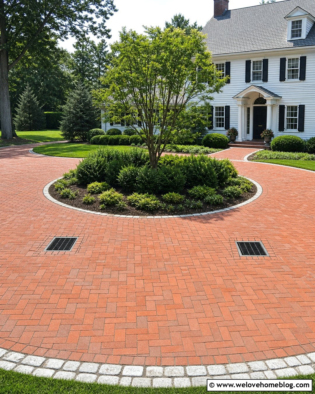 Circular Driveway With Two Catch Basins - 35 Driveway Drain Ideas
