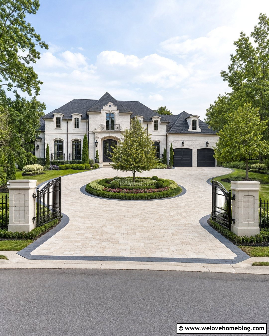 Circular Driveway With Wrought Iron Gate - 20 Driveway Front Yard Fence Gate Garage Doors Ideas