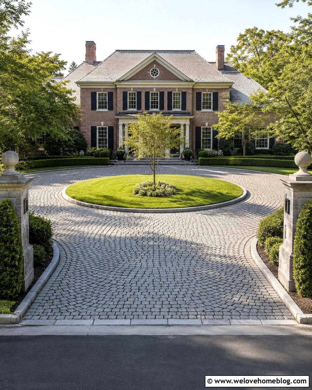 Circular Grass And Granite Driveway - 20 grass and stone driveway ideas