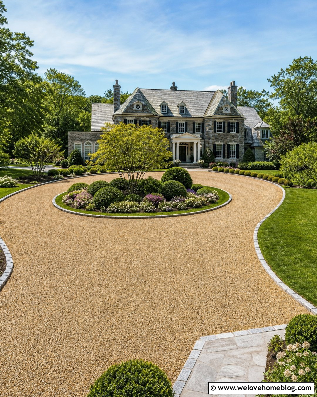 Circular Gravel Driveway With Center Island - 35 gravel driveway landscaping ideas