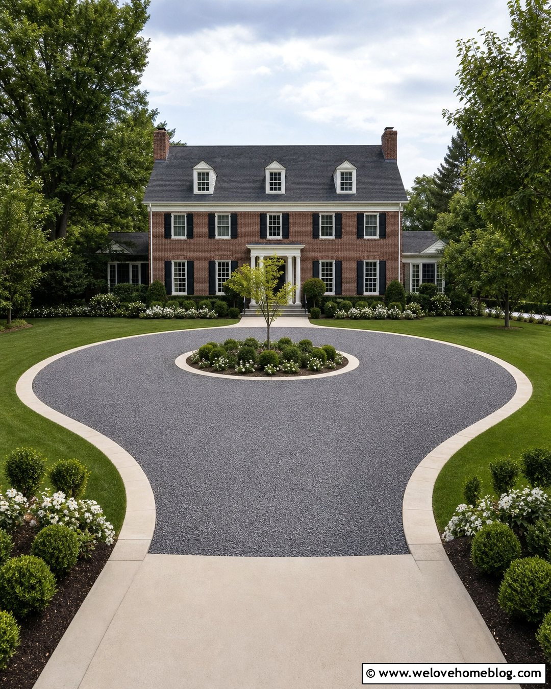 Circular Gravel Driveway With Concrete Center Island - 20 Gravel Driveway With Concrete Border Ideas