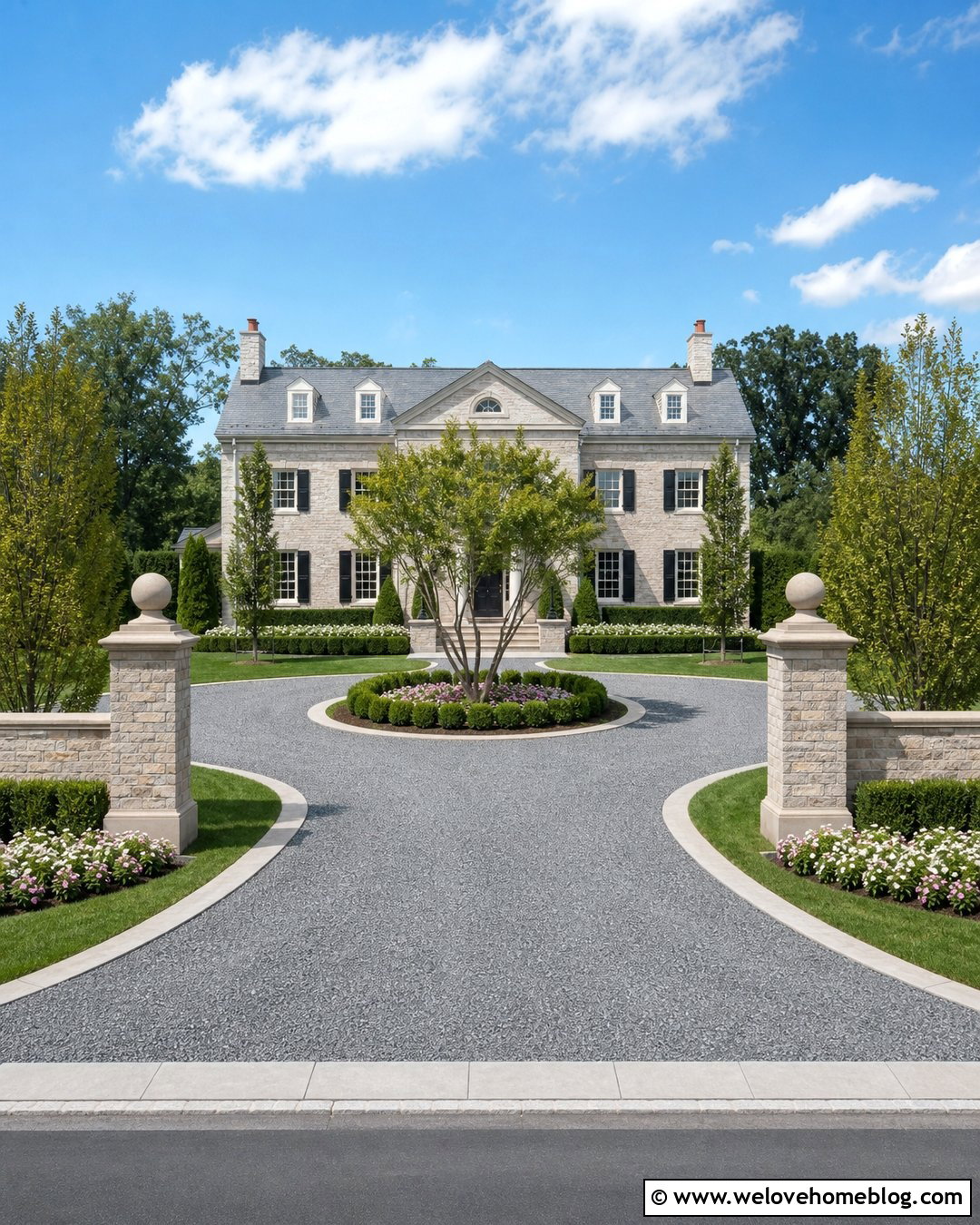 Circular Gravel Driveway With Concrete Ring Edging - 20 Concrete Edging Gravel Driveway Ideas