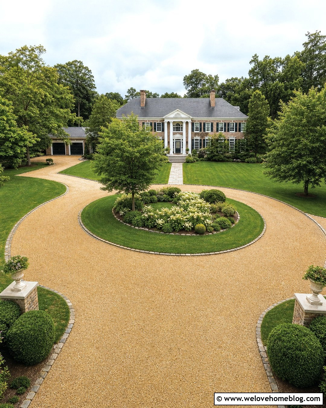 Circular Gravel Driveway With Grass Island - 20 Gravel And Grass Driveway Ideas