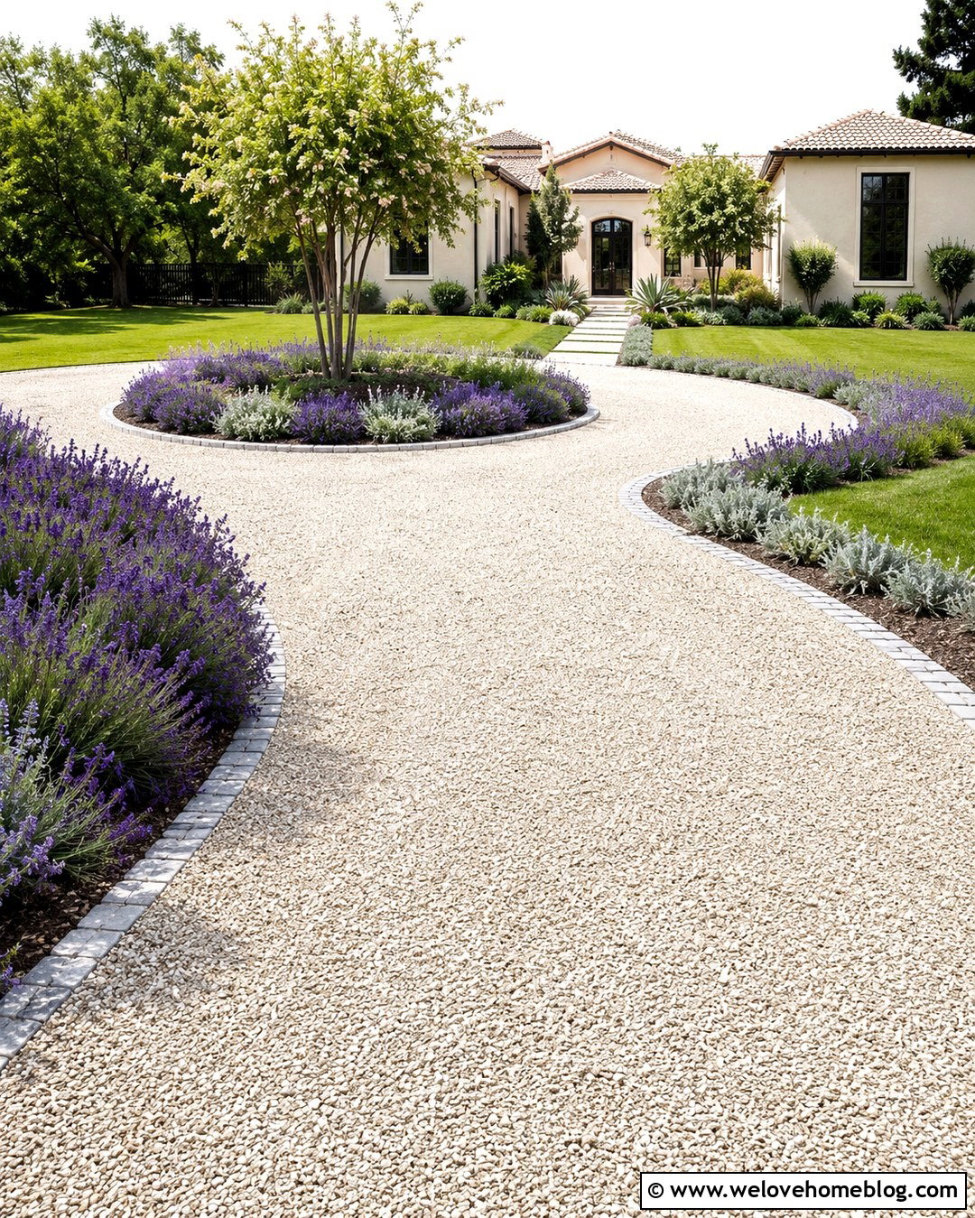 Circular Gravel Driveway With Lavender Borders - 20 Circular Gravel Driveway Ideas