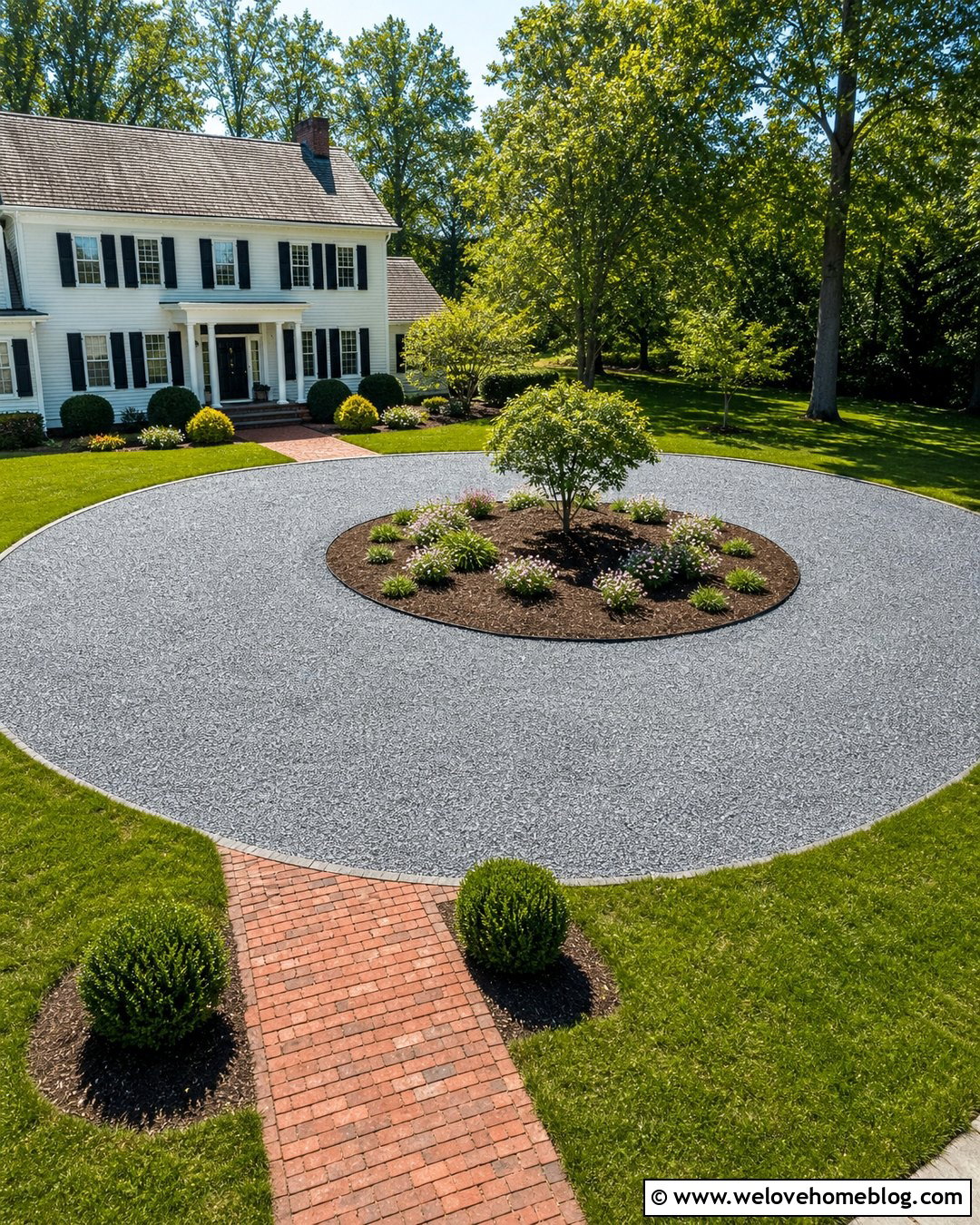 Circular Gravel Driveway With Mulch Island - 40 driveway on a budget ideas