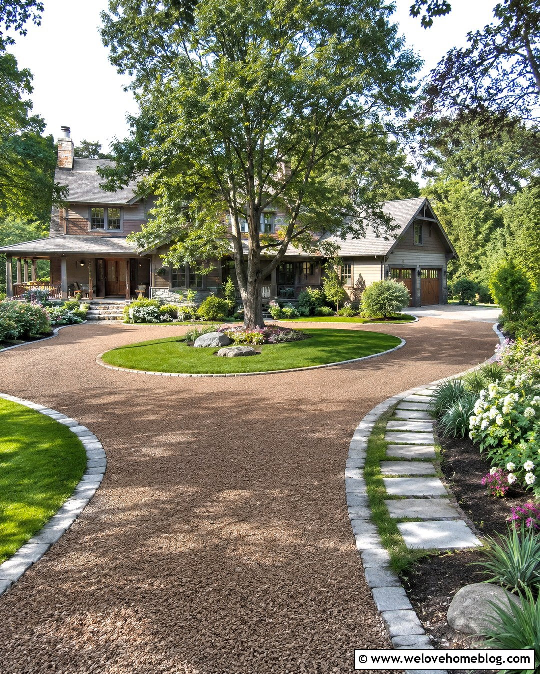 Circular Gravel Driveway With Split Garage Access - 20 Circular Gravel Driveway Ideas