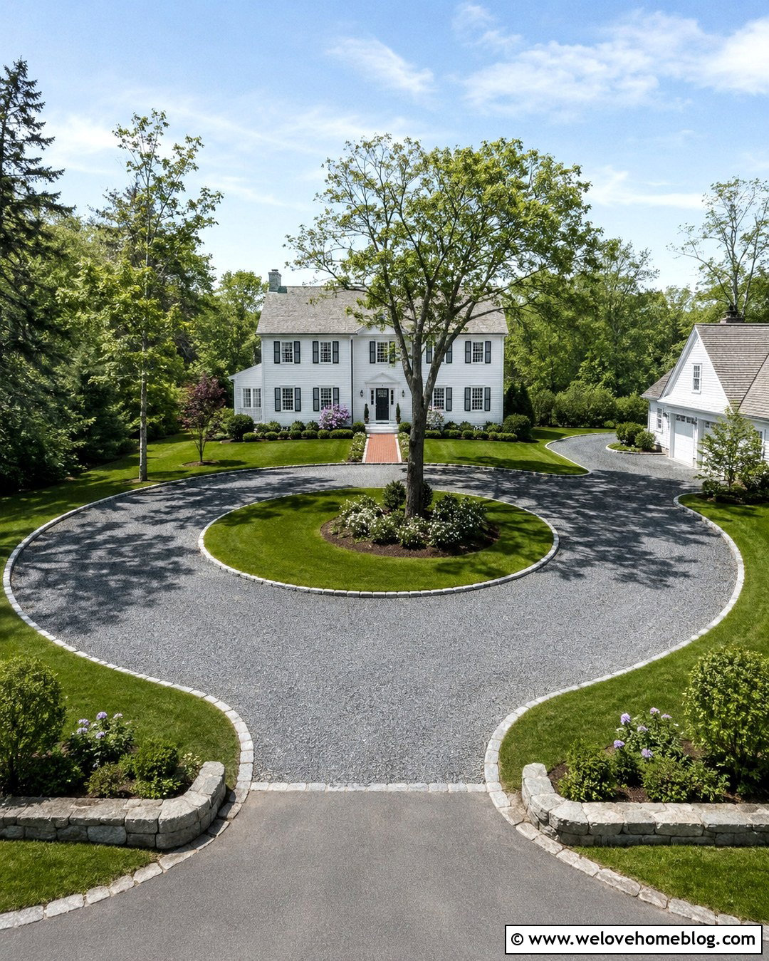 Circular Gravel Farmhouse Driveway - 20 farm roads driveways ideas