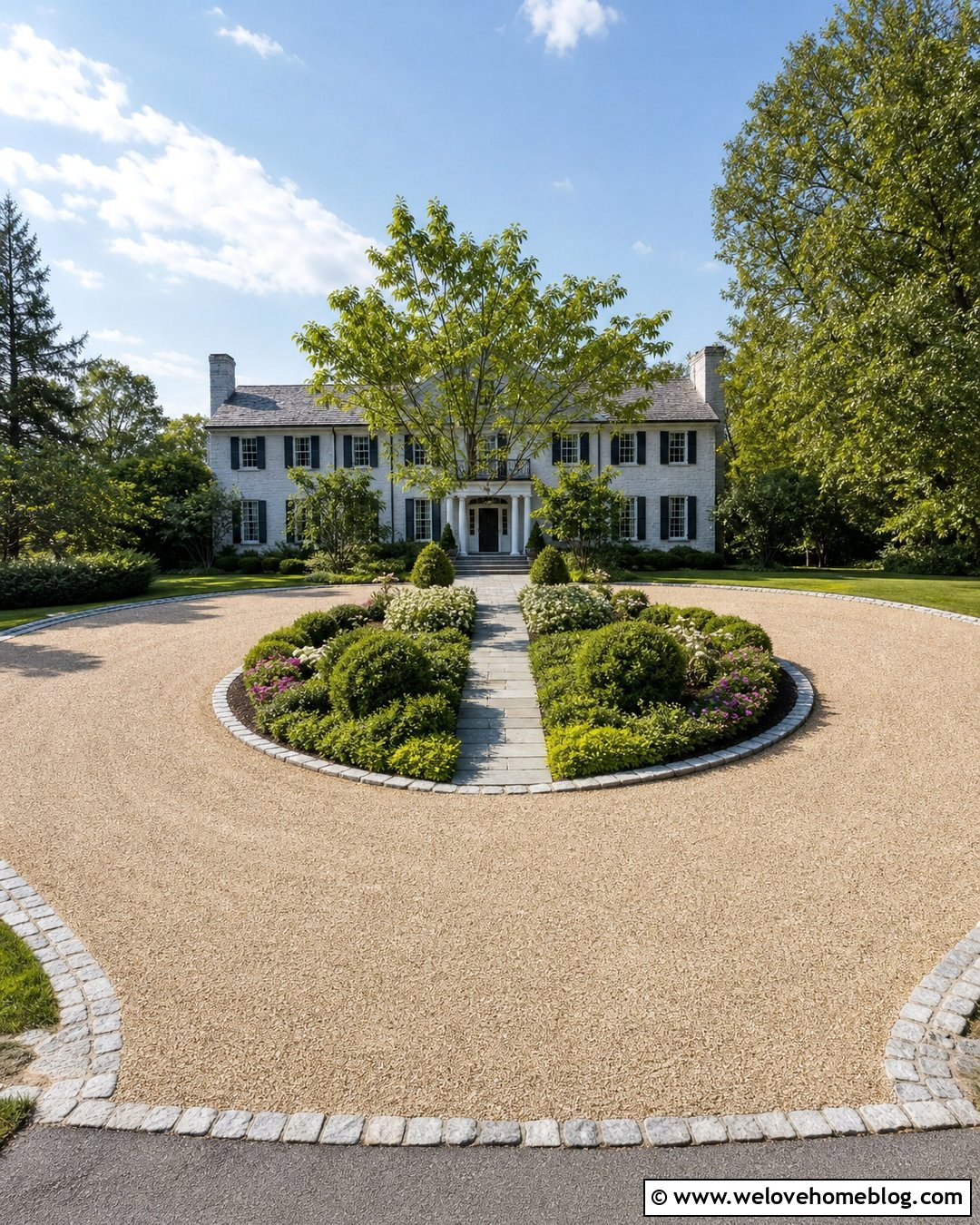 Circular Gravel Rock Driveway With Center Garden - 20 Gravel Rock Driveway Ideas