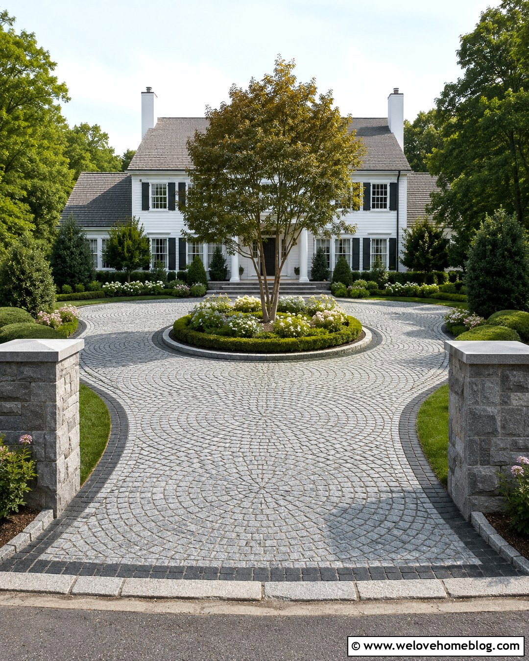Circular Gray Stone Paver Driveway - 20 Gray Stone Paver Driveway Ideas