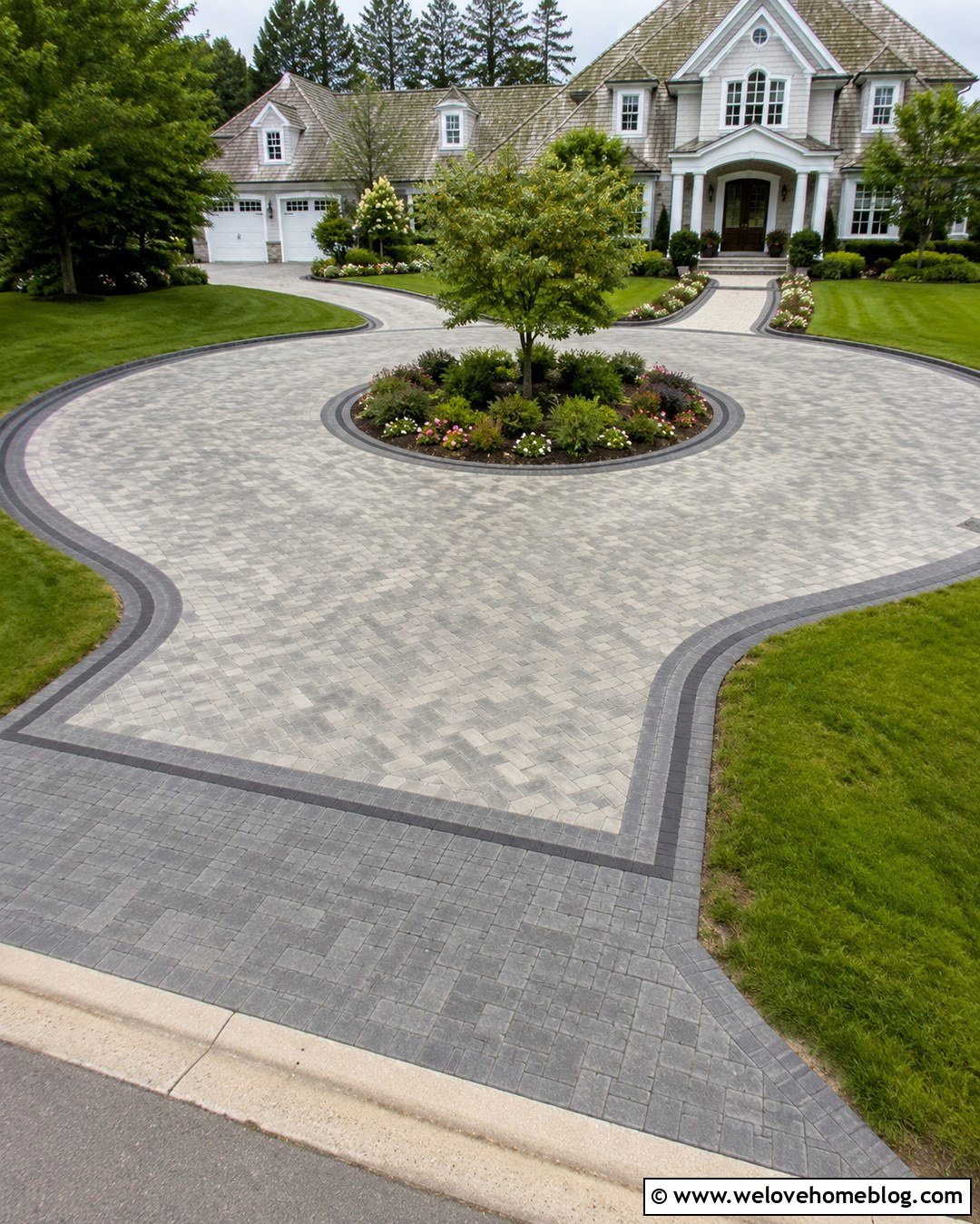 Circular Holland Stone Driveway With Center Island