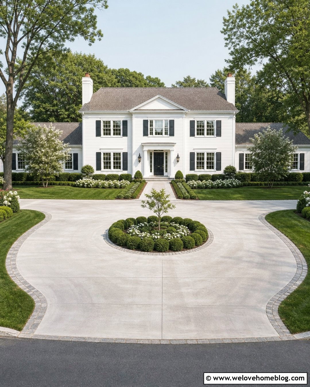 Circular Light Grey Concrete Driveway - 20 Light Grey Concrete Driveway Ideas