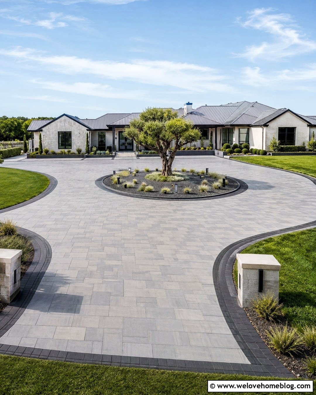 Circular Minimalist Driveway - 20 Minimalist Driveway Ideas