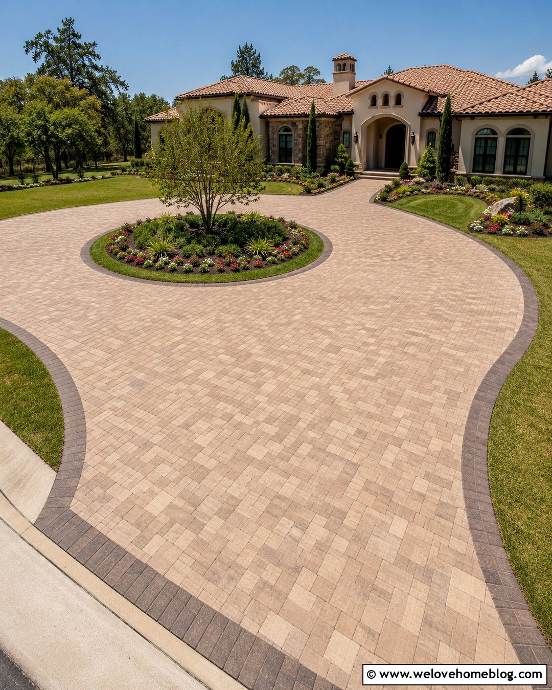 Circular Paver Driveway - 20 Paver Driveway Ideas