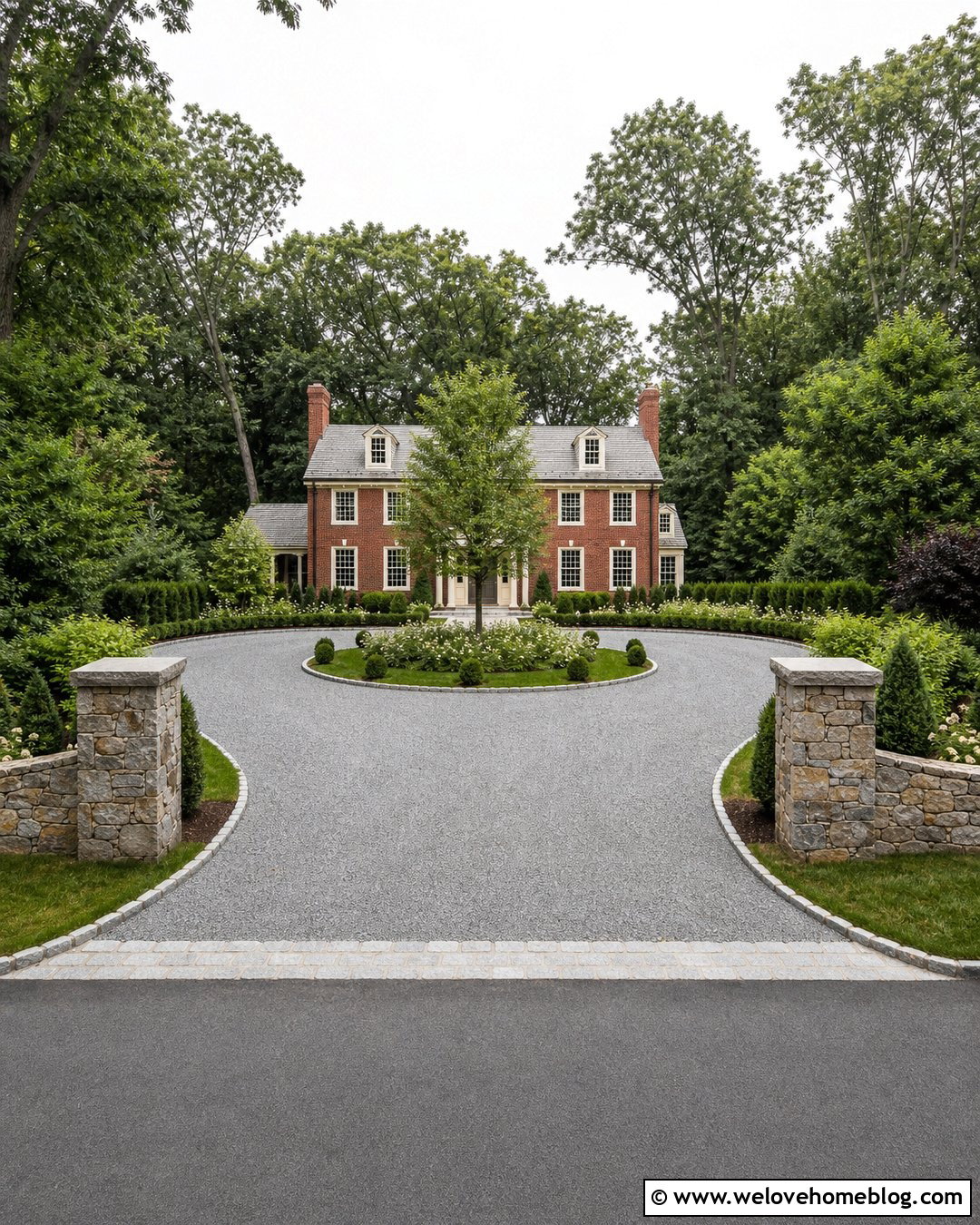 Circular Rock Driveway - 35 Rock Driveway Ideas