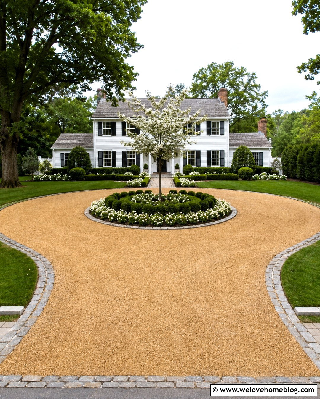 Circular Sand Driveway With Center Garden - 20 Sand Driveway Ideas