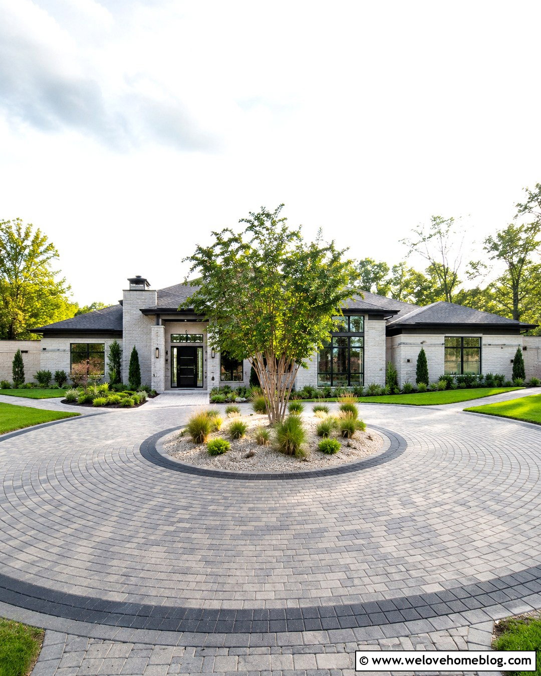 Circular Textured Paver Driveway - 20 modern driveway with textured surface ideas
