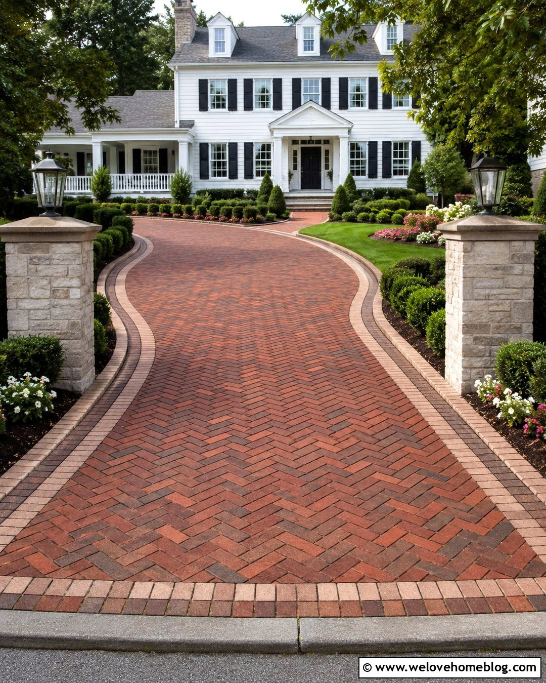 Clay Brick Driveway In Herringbone - 20 driveway construction ideas
