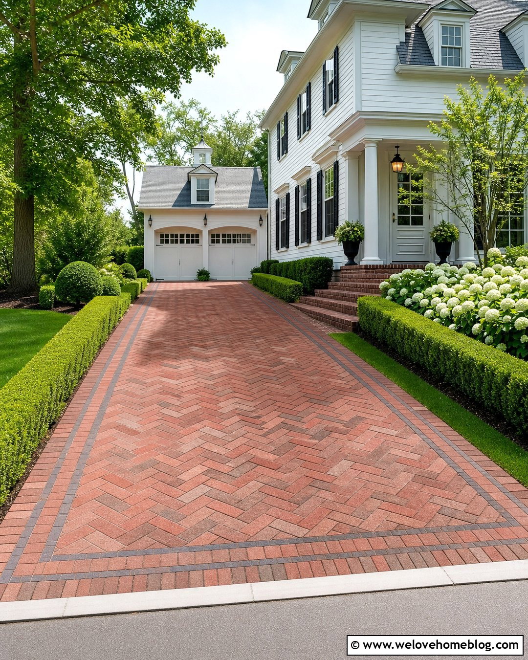 Clay Brick Driveway With Herringbone Layout - 30 driveway materials ideas