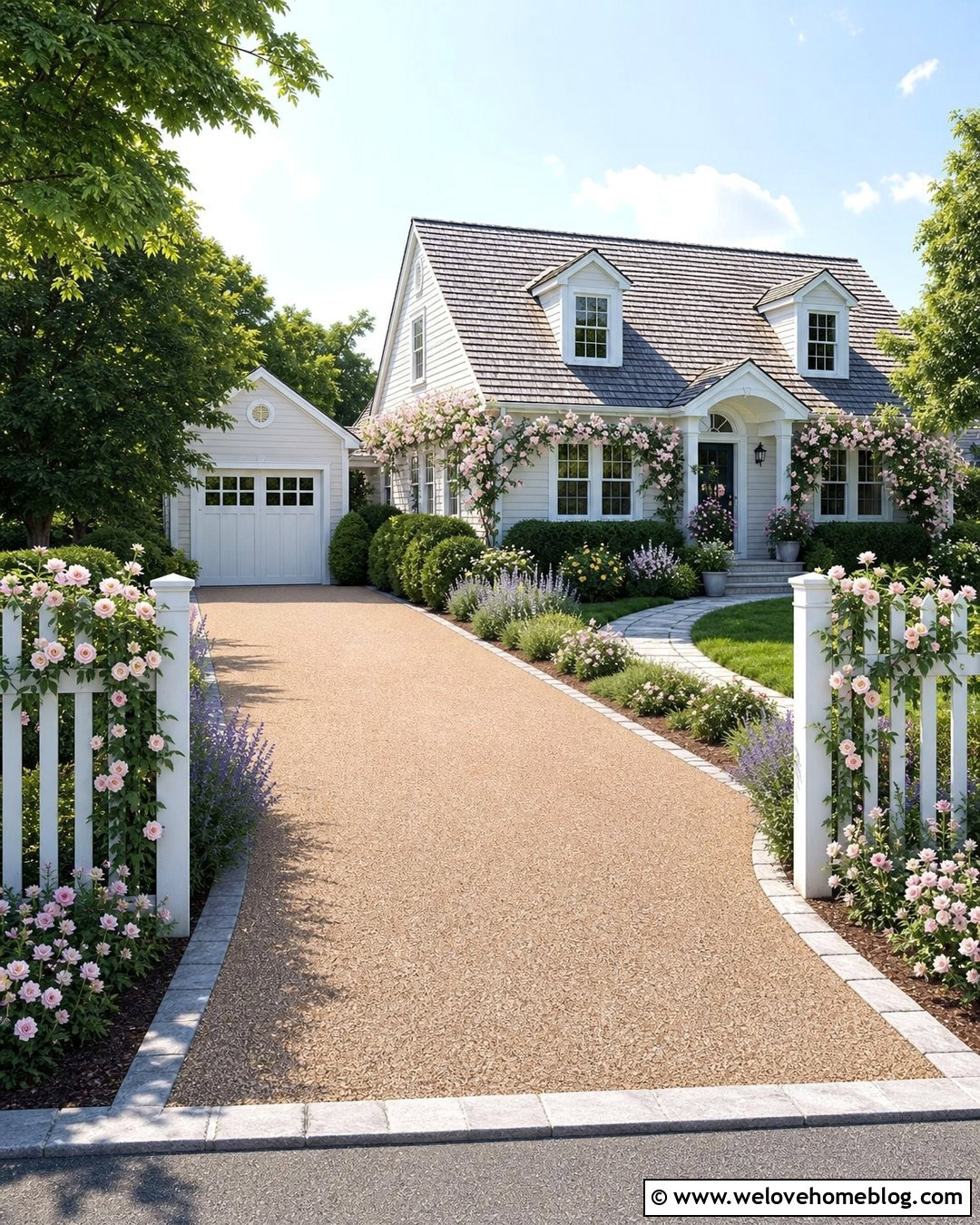 Climbing Roses Along A Driveway Fence - 20 Roses Along Driveway Ideas