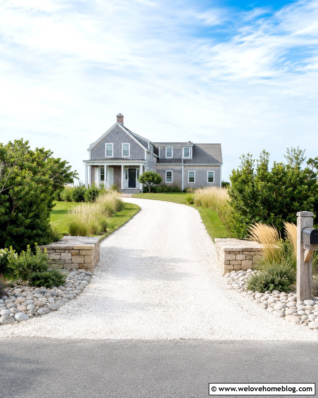 Coastal Culvert Driveway With Shell Gravel - 20 Culvert Driveway Ideas