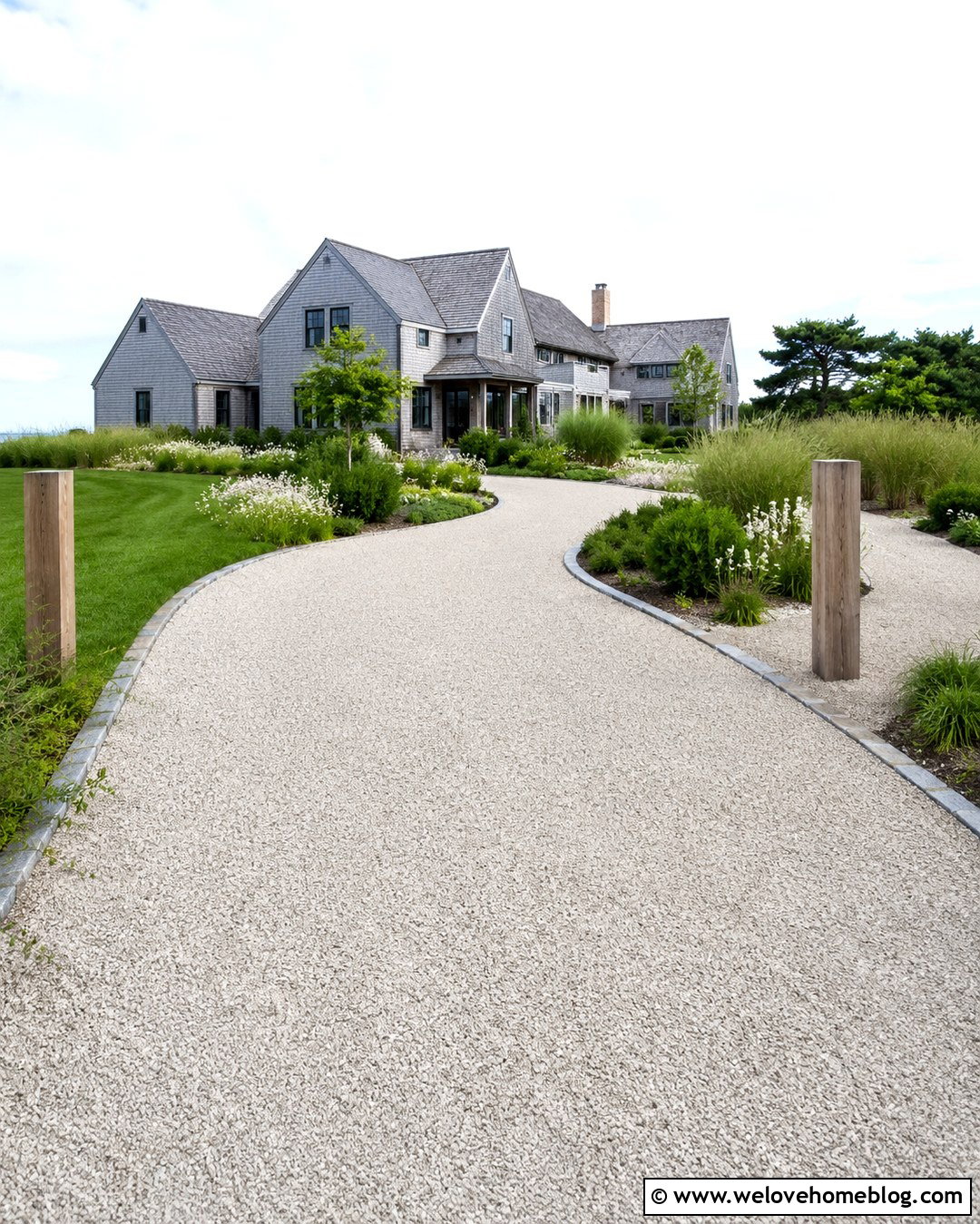 Coastal Driveway Entrance With Ornamental Grasses - 20 Driveway Landscape For Entrance Ideas