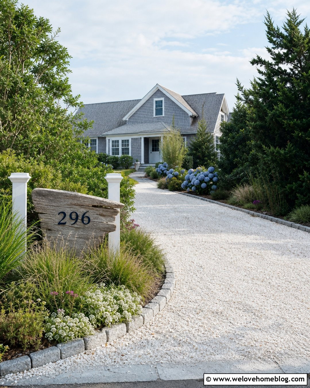 Coastal Driveway Sign With Crushed Shell Driveway - 30 Driveway Sign Ideas