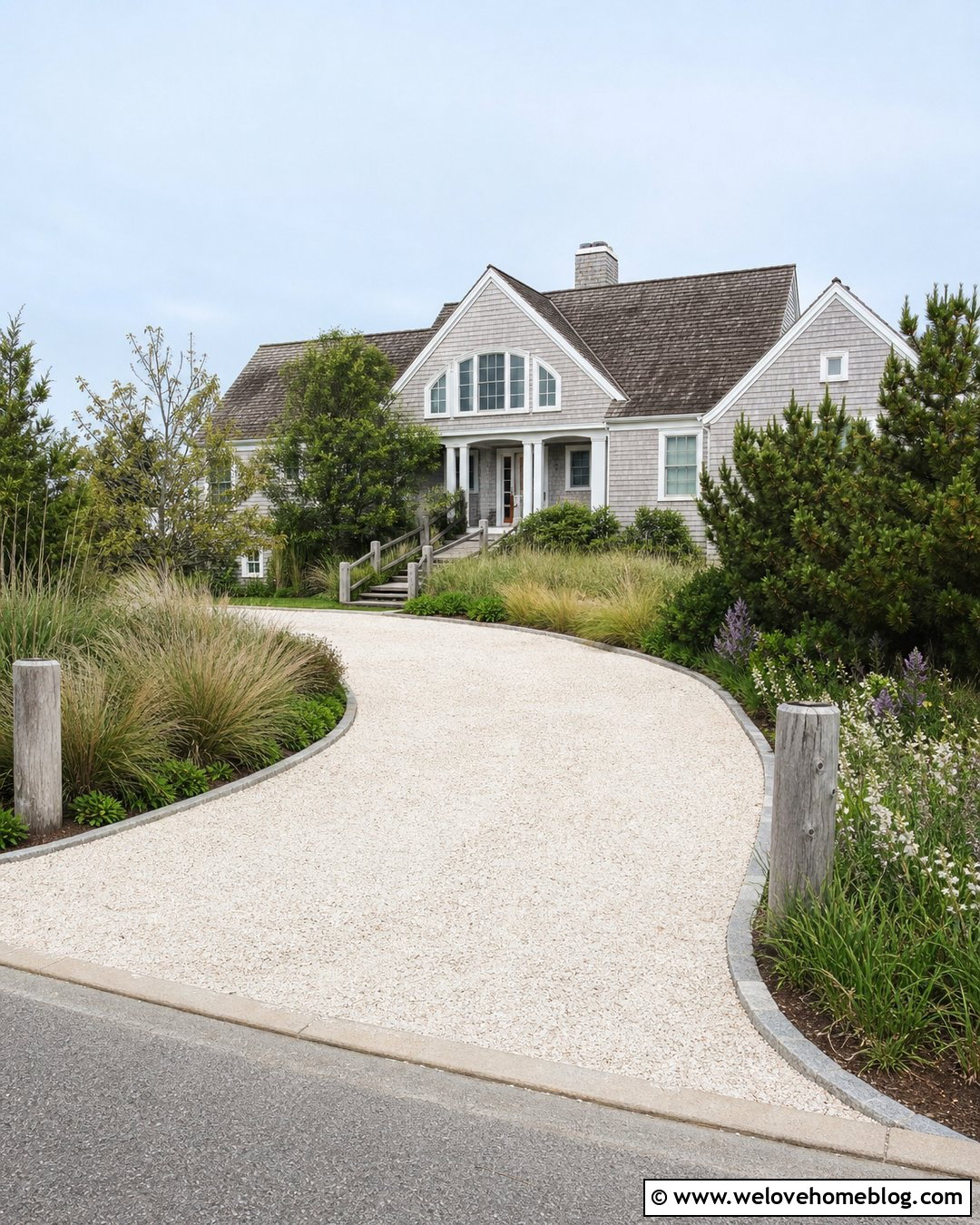 Coastal Driveway With Beach Grass - 40 Front Driveway Landscaping Ideas