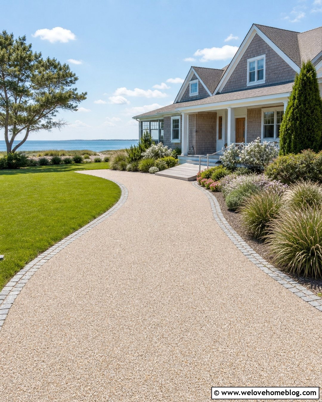 Coastal Front Driveway - 45 Front Driveway Ideas