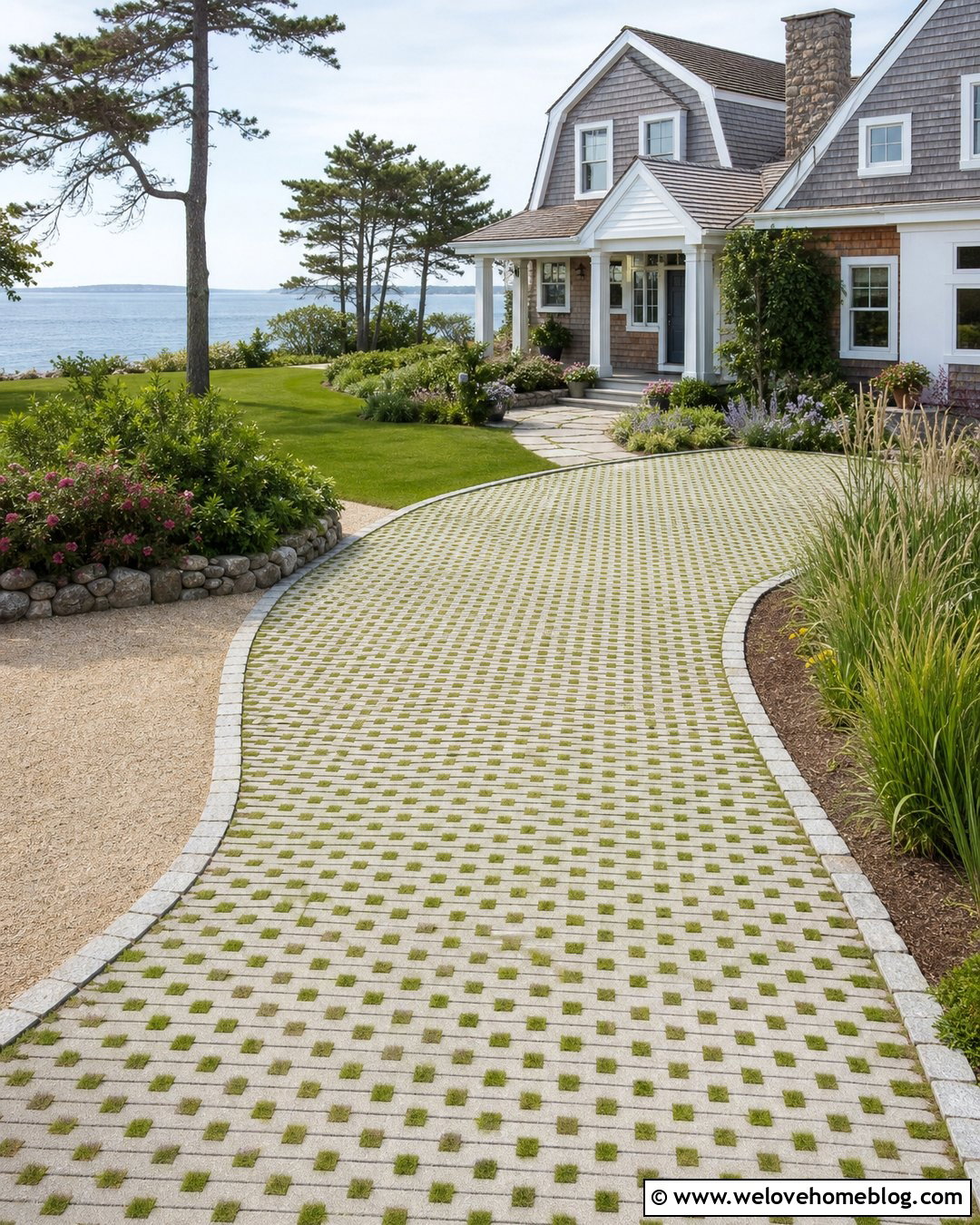 Coastal Grass Paver Driveway - 45 grass pavers driveway ideas