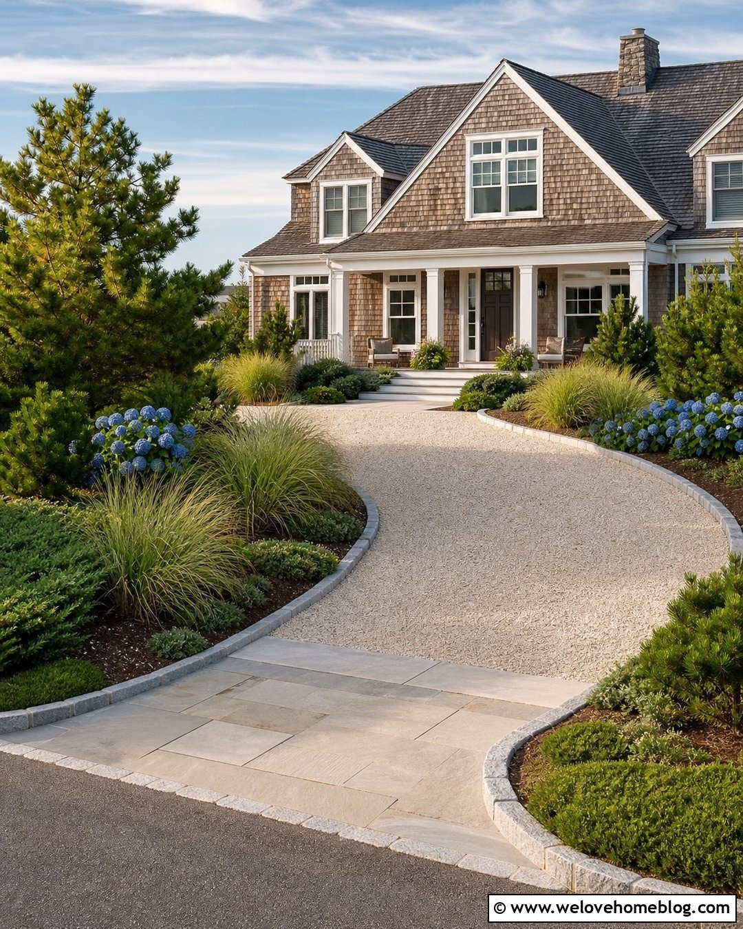 Coastal Gravel Driveway And Limestone Walkway - 20 Driveways And Walkways Ideas