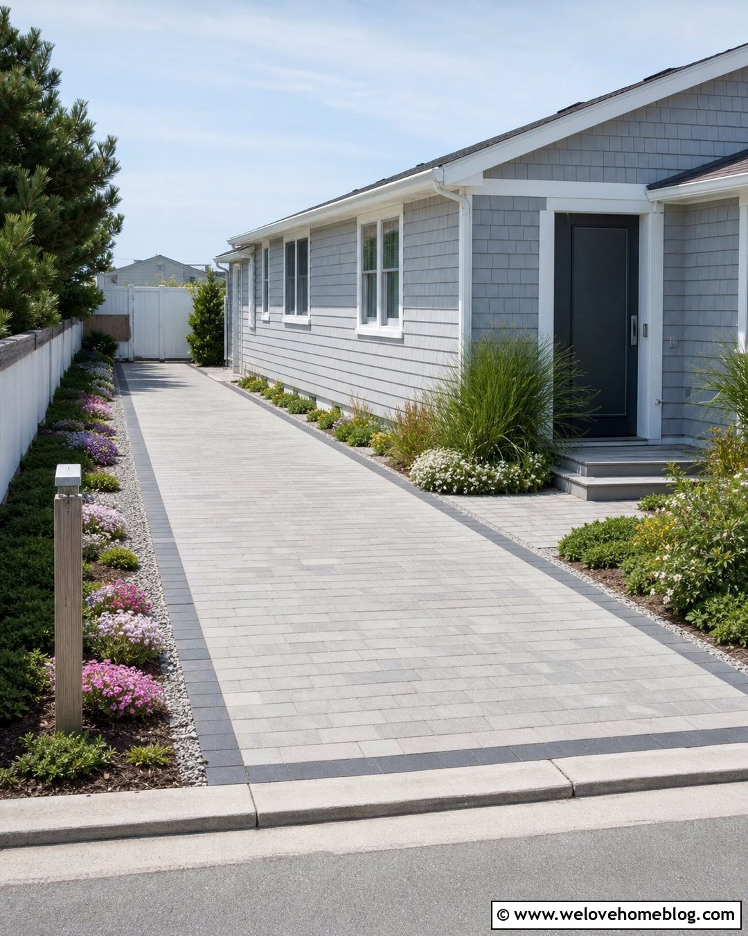Coastal Narrow Driveway With Low Planting - 20 Coastal Driveway Landscaping Ideas